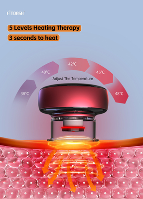 3.7V/1800mAh Capacidade da bateria Fitdash Vacuum Cupping Massager com aquecimento de luz vermelha