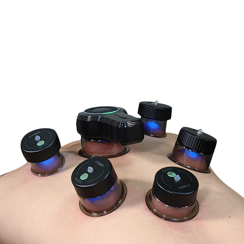 Instrumento de classe II Fitdash Smart Dynamic Cupping Therapy Set com luz vermelha e copos de raspagem